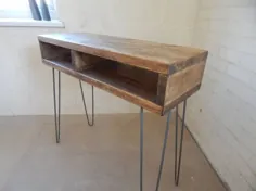 میز ایستاده / میز کنسول صنعتی / یکپارچهسازی با سیستمعامل / روستایی ساخته شده برای اندازه گیری ، چوب اصلاح شده ، پایه های سنجاق سر