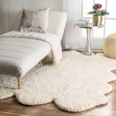 فرش دستباف عاج سفید و نرم مخمل خواب دار - 5 "x 6"