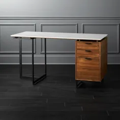میز سفید Fullerton مدولار با کشوی گردو و پا + نظرات |  CB2