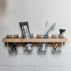 4 دیوار شیشه ای Mason Jar برای ذخیره سازی آشپزخانه در منزل ، سازمان حمام توسط Peg and Awl |  لندیس کدی