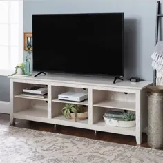 پایه تلویزیون کنسول ذخیره سازی Wood Media برای تلویزیون های تا 80 "White Oak - Saracina Home