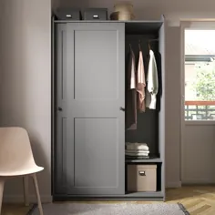 کمد لباس با درهای کشویی ، خاکستری ، 118x55x199 سانتی متر - IKEA