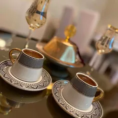 ست قهوه ترکی چینی 12 عددی Karaca Globe Luxury Porcelain، قهوه عربی، فنجان قهوه عربی، فنجان قهوه ترک، ست قهوه Bohemian