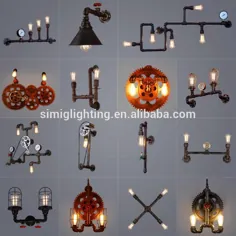 منبع vintage صنعتی یکپارچهسازی با سیستمعامل چراغ دیواری لوله آب سیاه با لامپ E27 Edison در m.alibaba.com