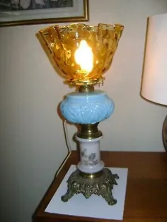 اپال ویکتوریایی چراغ روغن به سبک واشینتون با سایه دستی که مطابقت ندارد |  eBay