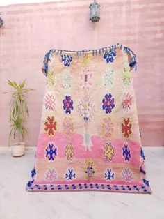 فرش Vintage Moroccan Rug 5x7 Pink Boujaad فرش رژگونه بی نظیر |  اتسی