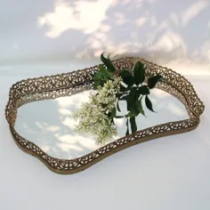 Vintage Mirrored Vanity Tray Mirror Parfume Tray Filigree |  اتسی