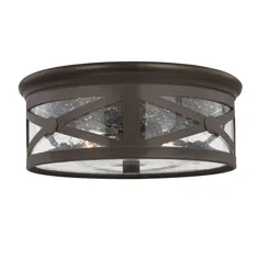 Sea Gull Lighting Lakeview Antique Bronze Two Light Outdoor Ceiling Flush Mount with Clear Seeded Glass 7821402 71 |  بلاکور