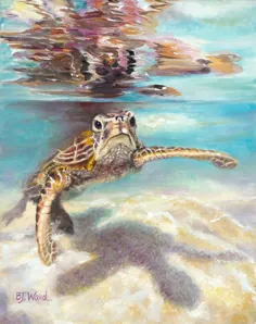 لاک‌پشت دریایی در اعماق آب