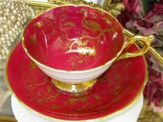 VINTAGE COALPORT CAIRO GILDED TEA CUP & SAUCER RARE BLACK ON PINK |  eBay