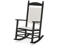 صندلی گهواره ای بافته شده POLYWOOD جفرسون در قاب سیاه / بافندگی سفید - مبلمان فضای باز