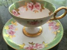 ست فنجان چای و نعلبکی SAJI Rare زیبا گل رز صورتی گل |  اتسی