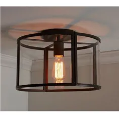 Darby Home Co Conley 1 - Light 13 "Lantern Drum Flush Mount، Glass / Metal in Black | Wayfair