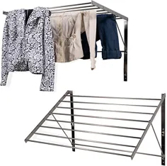 قفسه های خشک کن لباس - رک 2 ست - فولاد ضد زنگ دیواری تاشو تاشو قابل تنظیم تاشو فضای ذخیره سازی 6.5 یارد ظرفیت خشک کردن
