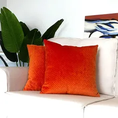 قاب بالش انداز مخمل تزئینی Artcest ، الگوی لحافی مبل راحتی ، روکش بالش راحتی کاناپه ، 24 "x24" (نارنجی سوخته)