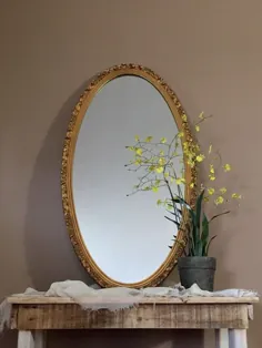 آینه بیضی طلائی تزئینی / آینه برنج بزرگ مصنوعی / آینه لهجه بیضی شکل خیره کننده