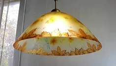 سایه لامپ لوستر لامپ شیشه ای آویز آویز دست نقاشی شده |  اتسی