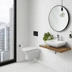 کاسه توالت آویز دیواری آویزان دیواری کشیده سوئیسی Madison Carre 0.8 / 1.28 GPF Dual Flush فقط در White-SM-WT455 - انبار خانه
