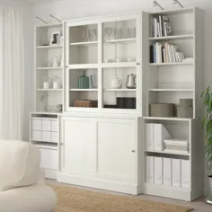 ذخیره سازی HAVSTA با درهای کشویی شیشه ای ، سفید ، 95 5 / 8x18 1 / 2x83 1/2 "- IKEA