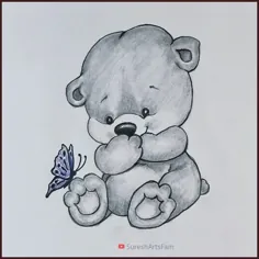 بازی خرس عروسکی با نقاشی پروانه نحوه کشیدن نقاشی خرس عروسکی گام به گام آسان