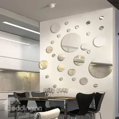 آینه نقره ای برچسب دیواری ضد آب 3D پلی پروپیلن