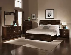 مبلمان اتاق خواب چوبی قهوه ای تیره