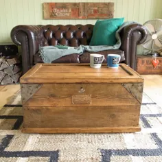میز قهوه ساز قفسه سینه Vintage RUSTIC کاج صنعتی INDUSTRIAL TANK میز قهوه BLANKET BOX |  eBay