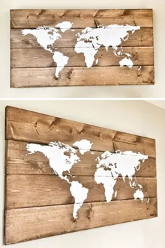 25 نقشه جهانی نقشه هنر دیوار ساخته شده از چوب