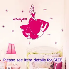 Disney Princess Cinderella نام شخصی تابلوچسبهای دیواری کودکان وینیل دیوار عکس برگردان