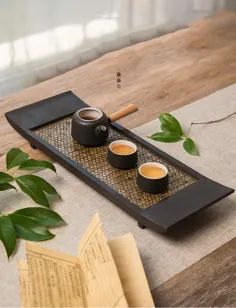 میز چای ژاپنی ، مجموعه چای چوبی بافته شده بامبو سینی میوه سینی سرویس ذخیره سینی خانه هتل Clubhouse تزئین ساده مجموعه چای