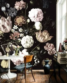 پوشش فعلی: کاغذ دیواری گل - گل لاله و مریم گلی
