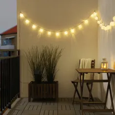 چراغ رشته ای SOLARVET LED با 24 چراغ ، در فضای باز با انرژی خورشیدی ، سفید توپی - IKEA