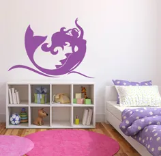 عروسک دیوار پری دریایی |  استیکر دیواری کوچک |  هنر دیوار پری دریایی |  تزیین دیواری حمام J029