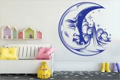 دکوراسیون اتاق کودک برچسب های تابلو تزئینی دیوار هلال ماه |  اتسی