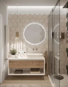 ایده های زیبا برای حمام با کاشی شش ضلعی