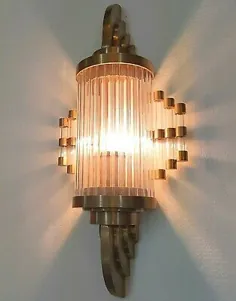 آنتیک Vintage Old Art Deco Brass & Glass Ship Light Light Wall Sconces Lamp |  eBay
