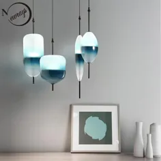 نور LED آویز شیشه ای آبی شکل اشک مانند Nordic