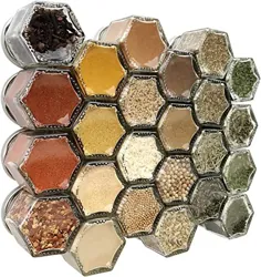 Gneiss Spice Everything Spice Kit: 24 شیشه مغناطیسی پر از ادویه جات آلی استاندارد / قفسه ادویه مغناطیسی آویز (شیشه های کوچک ، درب های نقره ای)