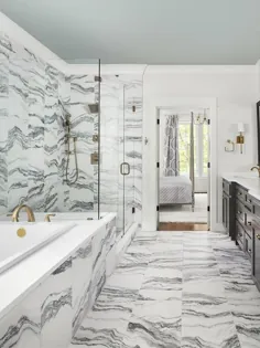 کاشی حمام مرمر خاکستری و سفید - انتقالی - حمام