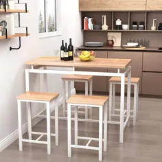 ست اتاق ناهارخوری DKLGG ست 5 تکه ، میز آشپزخانه کوچک مدرن با 4 صندلی ، چوب و فلز - Walmart.com