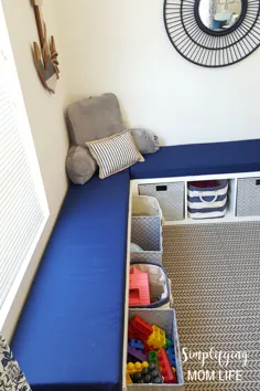 IKEA Kallax Hack: نیمکت های ذخیره سازی برای اتاق بازی |  ساده کردن زندگی مادر