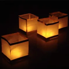 Uonlytech 10 عدد فانوسهای شمع شناور آبی چراغهای شمعی کاغذی فانوس های قابل تجزیه در فضای باز فانوس های چینی برای دعای خیر و برکت با شمع 10 سانتی متر (طلایی)