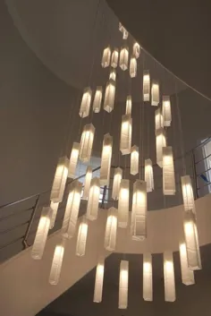 روشنایی راه پله بزرگ لوستر سرسرای مدرن.  شیشه هنر |  اتسی