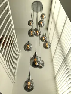 چراغ مدرن ویدئو ملاقات با زوارت روگگلازن بولن - Moderne vide lamp met zwart rookglazen bollen