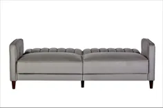 کانتینر مبلمان مستقیم Anastasia Mid Century Modern Velvet Tufted Convertible Sleeper Sofa، 81 "، Green