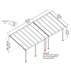 Palram Sierra 10 ft. x 24 ft. Grey / Bronze Patio Cover Awning-705334 - The Home Depot