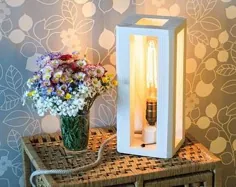 چراغ صنعتی چراغ رومیزی چراغ روشنایی چوبی برای اتاق خواب |  اتسی
