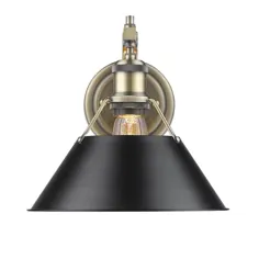Golden Lighting Orwell 10-W W 1-Light brassged with Black Shade Wall Wall Sconce Lowes.com