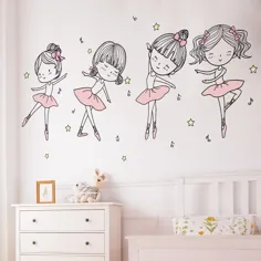 [SHIJUEHEZI] برچسب دیواری رقص باله رقص دیواری کارتون دختر رقص دیوار برگردان دیوار برای کودکان و نوجوانان اتاق کودک اتاق خواب کودک دکوراسیون خانه مهد کودک - دیوار چوبی - تزئین زندگی خانه خود