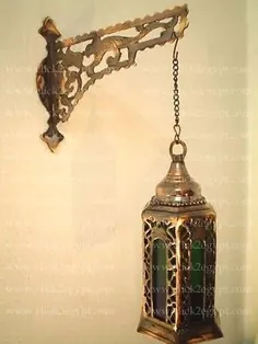 نگهدارنده شمع چراغ آویز برنجی ریخته شده مصری مصنوعی BR / براکت W / Deco